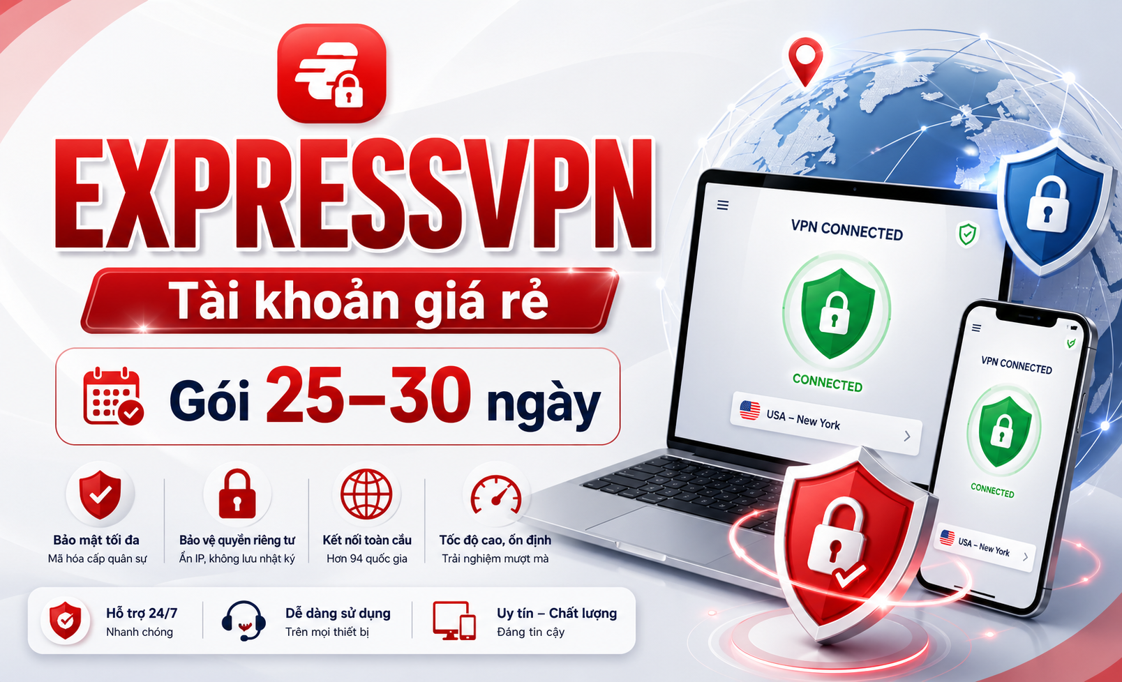 Tài khoản Express VPN Giá Rẻ